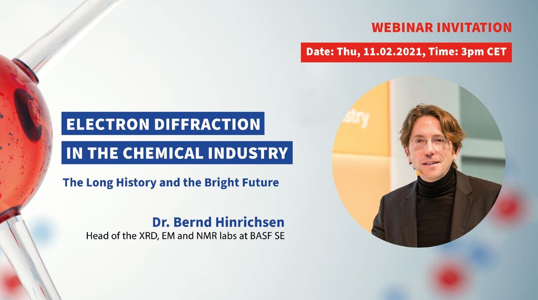 ELDICO-webinar "Electron Diffraction in the Chemical Industry" with guest speaker Dr. Bernd Hinrichsen from BASF