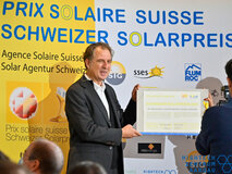 Dr. Peter Morf Schwerpunktleiter Energietechnologien und Ressourceneffizienz sowie Technologie- und Innovationsexperte des Hightech Zentrum Aargau bei der Solarpreisverleihung 2020